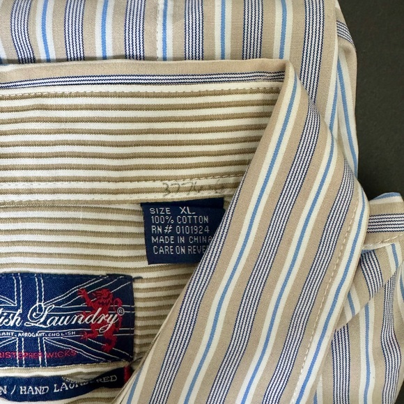 English Laundry Blue and White Casual Button Down Shirt - Picture 3 of 8